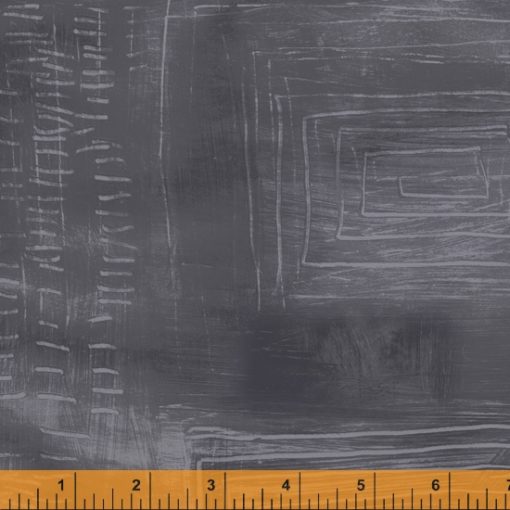 Digitally printed fabric that resembles a chalkboard with scribbles on